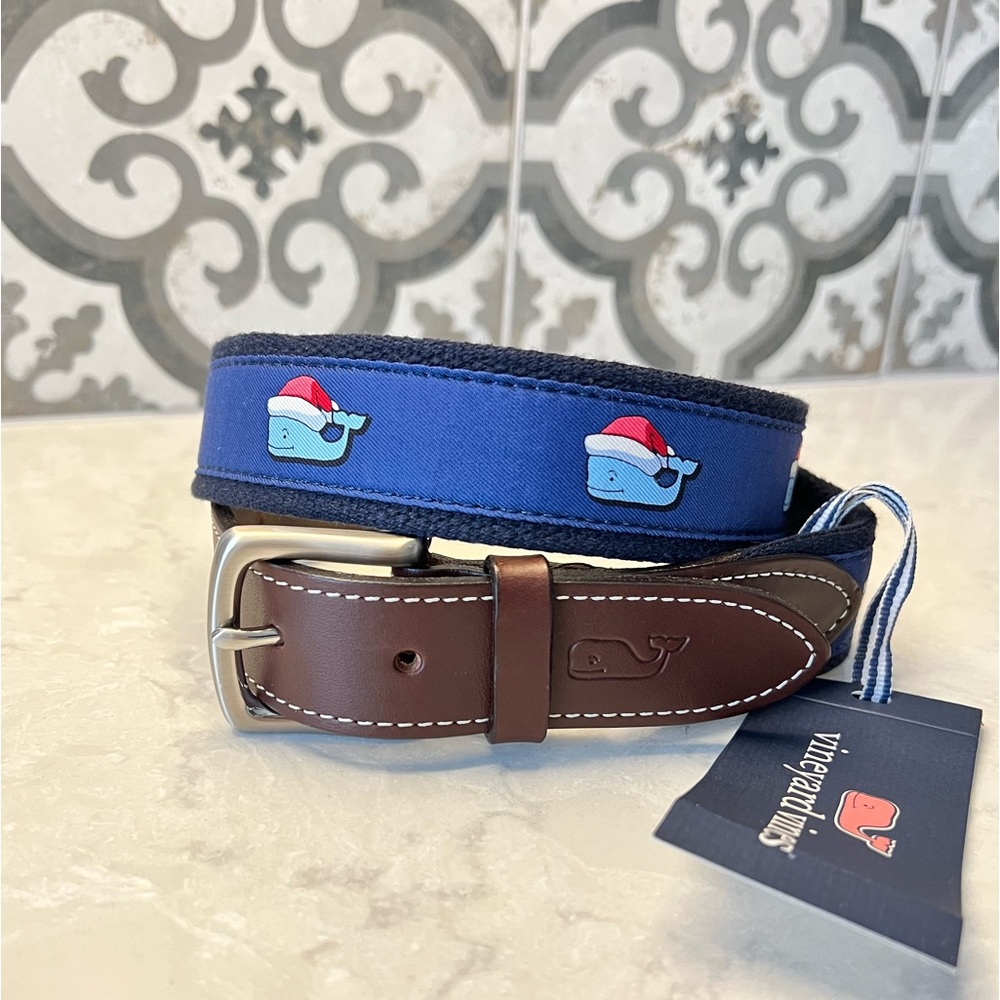 NWT Vineyard Vines Santa Whale belt men’s canvas club size 34